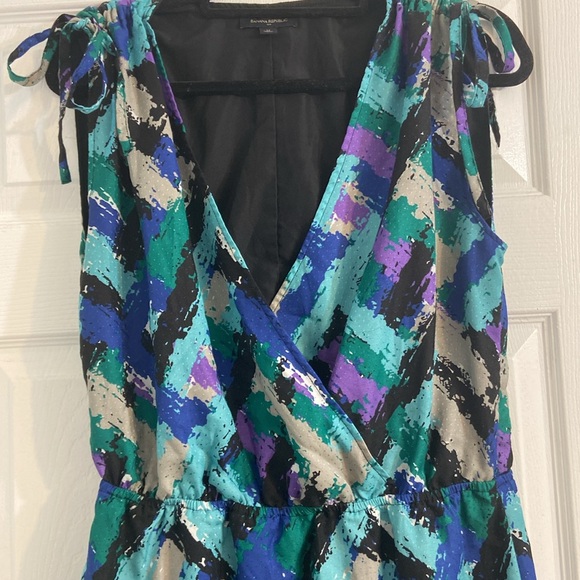 Banana Republic  Elegant Sleeveless V-Neck Multicolor Printed Dress Size 12 - Picture 2 of 8